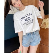 Kozia Outdoors Malkoçbey Holıday Baskılı Oversize Unisex Basic T-şhirt Beyaz Beyaz