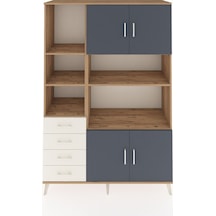 Hyperion Dolap 8 Raflı 4 Çekmeceli 4 Kapaklı 132x44x195 Çam-antrasit/aytaşı Antrasıt/aytası - Atlas Çam