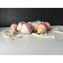 80 Adet Ahşap Topaç- 2 Metre İpiyle Birlikte