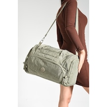 Unisex Kabin Boy Çapraz Askılı Omuz Çantası Seyehat Spor Çantası Hafif Klinkır Kumaş 40 25 Cm Bej