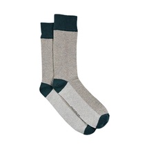 Erkek Bej-haki Blok Desenli Soket Çorap Gri