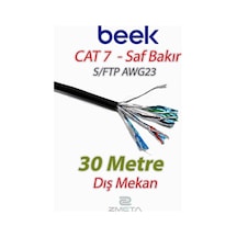 Beek Cat7 Saf Bakır S/ftp Awg23 Spe Dış Mekan Data Kablosu, Siyah Renk 30 Mt