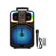 Platoon Pl-4684 Bt Usb Sd Aux 8 İnç Mikrofonlu Anfi Yüksek Ses Taşınabilir Rgb Işıklı Hoparlör