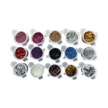 Epoksi Reçine 15 Adet Glitter Sim Set Tırnak Süsleme Seti Kalıcı Oje Holografik Karışık Set A6