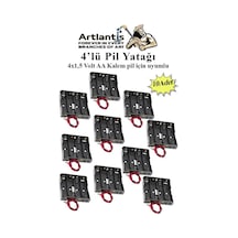 4 Lü Pil Yatağı Deney 10 Adet Pil Yuvası Pil Kutusu Aa Kalem Kalın Pil 4x1,5 Volt Yaylı Pil Yuvası