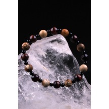 Kaplan Gözü - Oniks - Picture Jasper Doğal Taş Tasarım Bileklik Çok Renkli