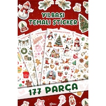 177 Parça Yılbaşı Temalı Sticker Seti - Kalem Suluk Defter Cam Masa Laptop Tablet Sticker Yeni Yıl Çok Renkli