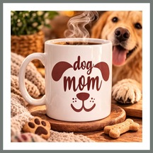 Mmb-trade Dog Mom Kupa Model 185 Köpek Annesi Temalı Porselen Kahve Kupası Köpek Severlere Hediye Kupa Mmbz Diğer