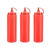 Lb Ketçap Şişesi - 1000ml Dev Boy Kırmızı 3 Adet Çok Renkli