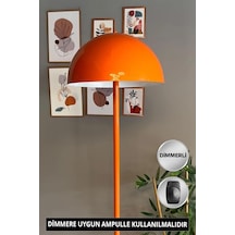 Dimmerli Işığı Ayarlanabilen Işığı Artırılıp Azaltılabilen Turuncu Metal Lambader Turuncu
