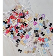 Tırnak Süsleme Charm Nail Art Charm Taşları Fiyonk Dizayn Mix 3d Tırnak Süsleri
