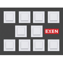 Exen Karell Beyaz Anahtar Çerçeveli 10 Adet