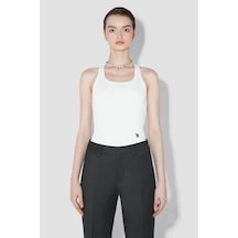 Mi Beyaz Ribanalı M Tank Top - %98 Pamuk, Şık Ve Konforlu