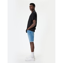 Koton Slim Fit Kot Şort Bermuda Düğmeli Cep Detaylı Açık İndigo 4sam40029ıd Açık İndigo
