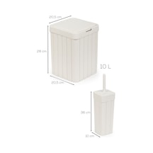 Porsima Linny 2li Banyo Fırçası Banyo Mutfak Çöp Kovası Seti Klozet Fırçası Ve Çöp Kutusu Takımı 10lt Grı