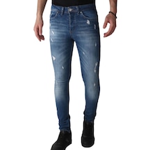 Erkek Denim Lzr Işlemli 15 Ons Trend Mavi