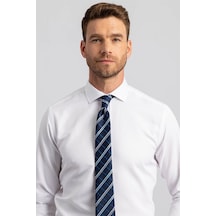 Tudors 11728 Modern Slim Fit Dar Kesim Armürlü Erkek Gömlek Beyaz
