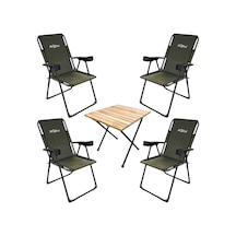 Kampçılık Argeus Rest 4'lü Bardaklı Katlanabilir Sandalye Ve Masa Seti - Haki