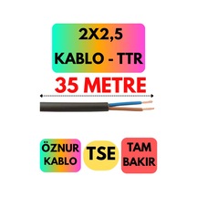 Öznur 2x2,5 Ttr Kablo Siyah Metre Seçenekli - 35 Metre