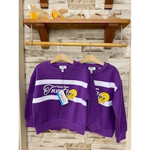 Aysbebe Tweety Baskılı Kız Çocuk Sweatshirt Mor AY-M7S10073-70633