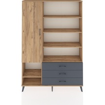 Arges Dolap 9 Raflı 3 Çekmeceli Tek Kapaklı 132x30x195 Çam-çam/antrasit Atlas Çam/antrasıt