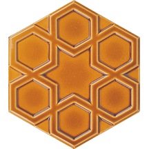 Armada Çini 15x17 Cm Rölyefli Yıldız Karamel Altıgen Çini Karo