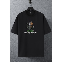Unisex Kadın Erkek Venom Groot Marvel Karakter Baskılı Oversize T-shirt Siyah1 Mck2166 Siyah