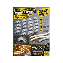 20 Adet Neon Led Tutucu Klips 1 Vidalı Duvar Aparatı,bağlantı Montaj Aparatı,kroşe,plastik Şeffaf Montaj Aparatı 10x6 Mm Cob Led Montaj Aparatı