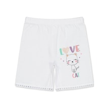 Civil Girls Love Cat Biyeli Uzun Paça 2-10 Yaş Boxer Beyaz