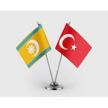 Irak Memluk Hanedanlığı Ve Türkiye Bayrağı İkili Saten Masa Bayrağı Takımı Diğer