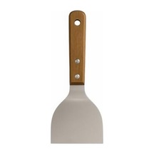 Ahşap Saplı Paslanmaz Çelik Spatula 24cm Eğilimli Çok Amaçlı Mutfak Spatulası Izgara, Burger, Sebze, Temizlik İçin Profesyonel Metal Spatula 0