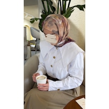 Qalortex Scarf Pamuklu Soft Roza Desen Eşarp-gül Kurusu