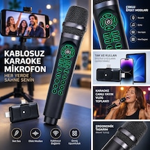 İphone 13 Pro Max Uyumlu Profesyonel Kablosuz Karaoke Ve Canlı Yayın Mikrofonu Ses Efektli, Tak & Çalıştır
