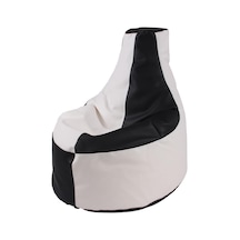 Siyah & Beyaz Deri Armut Koltuk Küçük 67 60 25 Cm Siyah - Beyaz