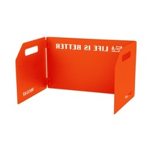 Kamp Sobası Katlanabilir Ön Cam Üç Katlı Plaka Brülör Yürüyüş Için Rüzgar Perdesi - Turuncu Çok Renkli