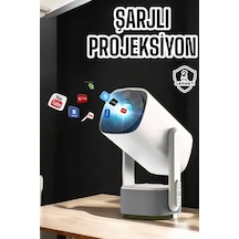Akıllı Projeksiyon Powerbankli Taşınabilir Sinema Projektörü 4k Hd Kaliteli