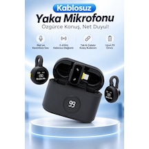 J77 Kablosuz Yaka Mikrofonu 2'li Şarj Kutulu Aı Gürültü Önleyici Type-c Alıcılı Vlog Röportaj Canlı Yayın Mikrofonu