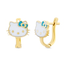 14 Ayar Blue Hello Kitty Tasarım Çocuk Altın Küpe Sarı