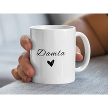 Damla İsimli Kupa Bardak, İsimli Bardak, Hediye Kupa Bardak, Kahve Kupa Bardak Beyaz