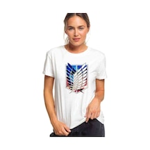 Anime Attack On Titan Baskılı Beyaz Kadın Tshirt (534310460)