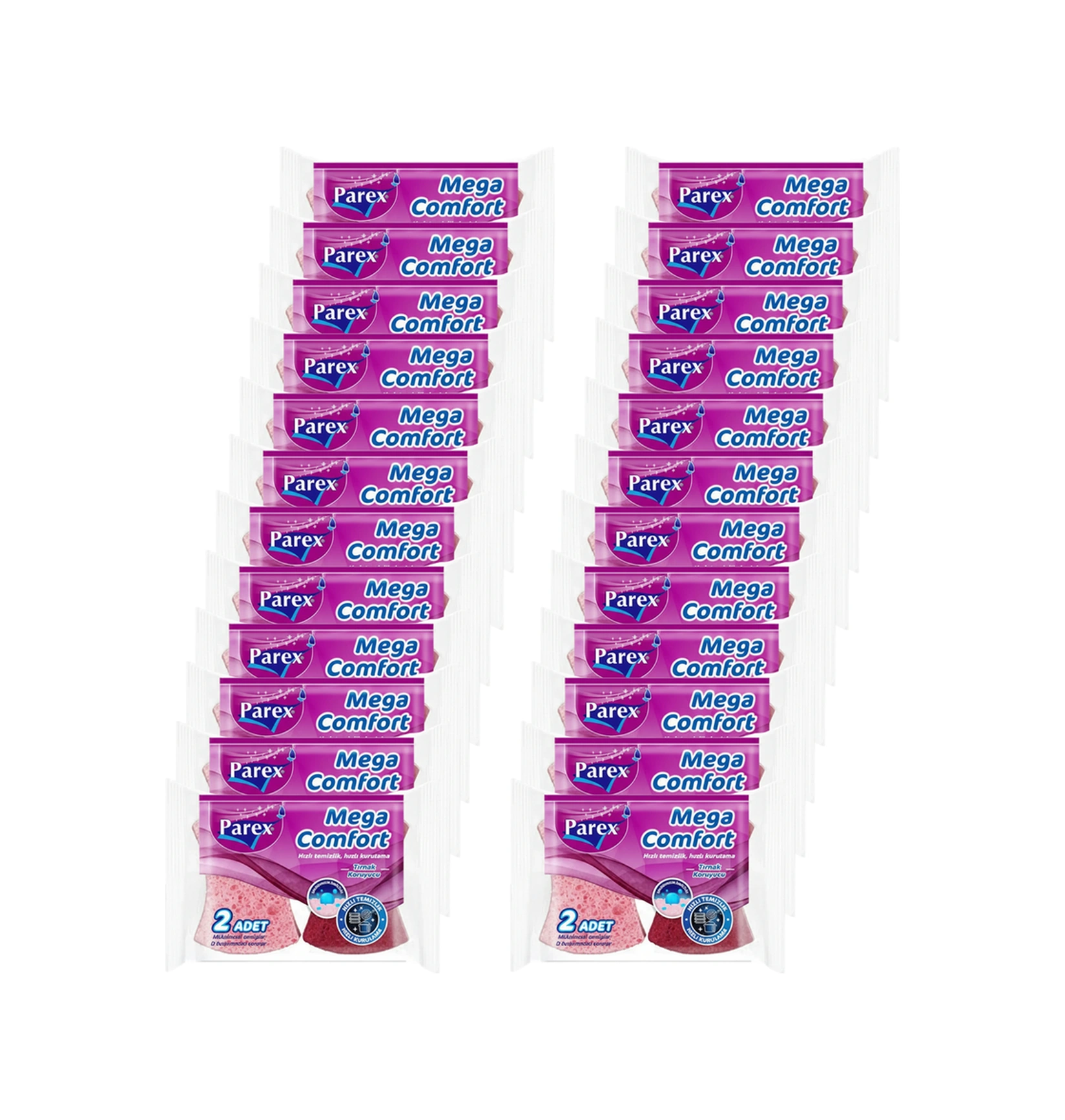 Mega Comfort 2'li Oluklu Sünger 24 Paket