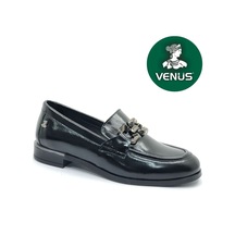 Venüs Lepus Hakiki Deri Comfort Casual Oxford Ortopedik Kadın Ayakkabı Siyah Rugan