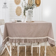 Dnc Home Tekstil Premium Keten Sütlü Kahve Özel Seri Masa Örtüsü Sütlü Kahve