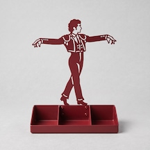 Mens Jewelry Stand & Organizer Flamenco Dancer Valet Tray For Cufflinks, Rings, Watches Black Metal Desk Accessory Gift For Hi Kırmızı