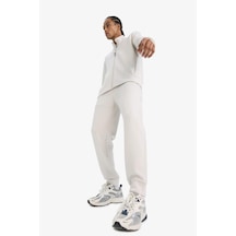 Defacto Defactofit Standart Fit Fermuar Cepli Düz Paça Yumuşak Tuşe Skuba Dalgıç Kumaş Sporcu Jogger Eşofman Altı F0011ax25aubg721 Bej