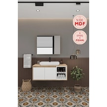 Lale Beyaz 100 Cm %100 Mdf Lavabolu Banyo Dolabı + Aynalı Dolap Beyaz Meşe Lale Beyaz 100 Cm %100 Mdf Lavabolu Banyo Dolabı + Aynalı Dolap Beyaz Meşe