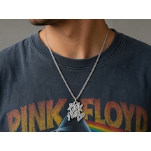 Pink Floyd Logolu Rock Müzik Kolyesi Retro Tasarım Özel Hediye Aksesuarı Çok renkli
