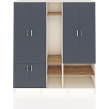 Hyperion Dolap 15 Raflı 5 Kapaklı Tek Askılı 220x44x243 Aytaşı-antrasit/çam Antrasıt/atlas Çam
