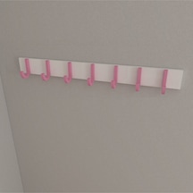 Hepsi3boyutlu Modern Duvar & Kapı Baston Askılık - 7 Adet Pembe J Askılık - Model No : 6 Pembe