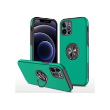 Apple İphone 12 Pro Max Kılıf Elit Yüzüklü Kapak - Yeşil Çok Renkli